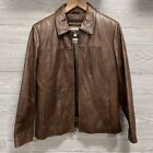 Vtg 90s Wilson's Brown Med Leather Bomber Jacket Pockets Full Zip Thinsulate