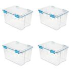 54 Qt. Gasket Box Plastic, Clear Storage Container, Blue Aquarium, Set of 4, US