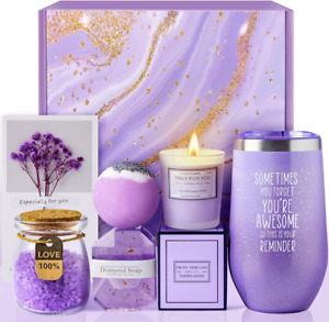 Birrthday Gifts for Women Mom Wife, Personalized Lavender Relaxing Spa Gift Bask