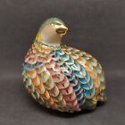 Vintage Ceramic Quail Partridge Bird Figure Multicolor Gold Accent