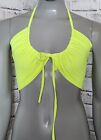 Neon Green Front Tie Bandeau Top Super Cropped Shirt Halter Tie Womens Size XS