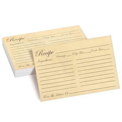 60-Pack of Juvale Recipe Cards Double Sided, Bulk Vintage Index Cards 4x6