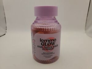 Lemme Glow Hair Skin & Nails Gummies Biotin & Collagen 60Ct Supplement Exp 12/25