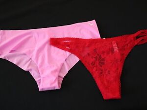 2 NEW Victoria's Secret 2018 PINK Lace Thong Hipster Panties Lot XL X-LARGE