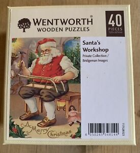 Wentworth Wooden Jigsaw Puzzle Christmas “Santa’s Workshop” 40 Pieces, Very Nice