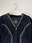 Scully Women’s Size 10 Black Suede 100% Leather Western Short Jacket Lined Zip