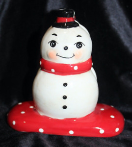 Johanna Parker Christmas Snowman Ceramic Napkin Holder Holiday NEW