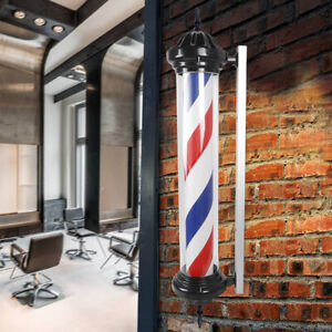 Barber Pole Stand Lamp Shop Accessories Vintage Light LED Rotating Waterproof US