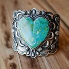 Boho Heart Turquoise Rings 925 Silver Engraved Moon Band Party Jewelry Size 6-10