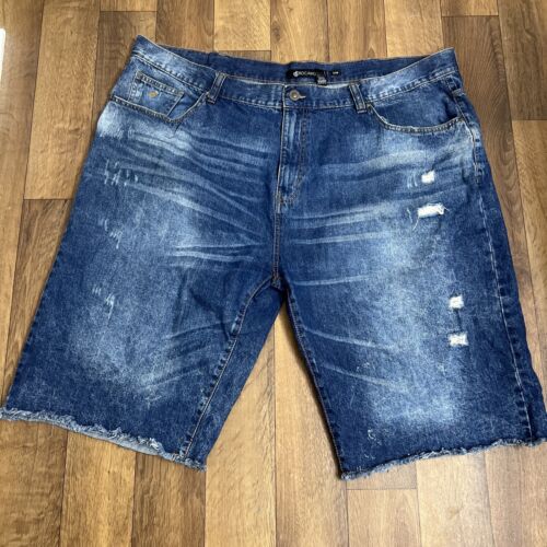 Rocawear Denim Shorts, Size 48 Distressed Baggy Jean  Men, Dark Wash 90’s