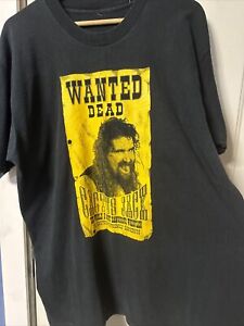 Vintage 1998 Mick Foley Cactus Jack Wanted Poster Shirt XL Dead Or Alive WWF