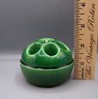 Vintage Green Glazed Pottery Flower Frog Dome Top 7 Hole