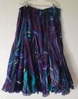 Denim 24/7 Womens Size 24W Purple Teal Blue Print Full Circle Peasant Skirt Maxi