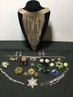 Vintage Jewelry Lot. Rhinestones Necklaces, Brooches, etc. Lisner, Napier, Weiss