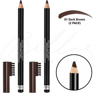 RIMMEL Professional Eyebrow Pencil With Brush Comb - Dark Brown *NEW* *2 PACK*