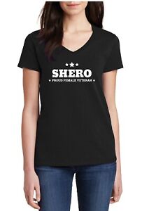 CLEARANCE SALE - Womens V-neck Shero Shirt Proud Female Veteran - Size XL