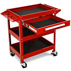 IRONMAX Three Tray Tool Cart Organizer Rolling utility Decker w/Drawer Red