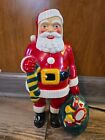 Vintage Hard Plastic Paramount Light Up Santa Claus with Stocking & Toy Bag LOOK