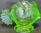 Green Vaseline glass Fish coffee creamer animal uranium glows pitcher beach art