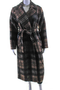 Banana Republic Womens Collared Long Sleeves Belted Waist Long Coat Plaid Size S
