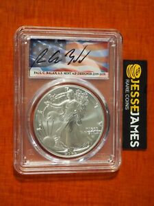 2022 W BURNISHED SILVER EAGLE PCGS SP70 FLAG PAUL BALAN SIGNED FIRST DAY ISSUE