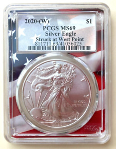 🇺🇸 2020-W American Silver Eagle 1 oz. • PCGS MS69 (Flag Core)