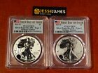 2021 W & S REVERSE PROOF SILVER EAGLE PCGS PR70 PR70 FIRST DAY ISSUE 2 COIN SET