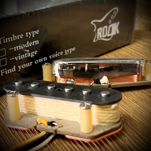 Pure vintage 64' Tele Guitar Pickup Set Staggered Bridge Cloth-covered Alnico 5