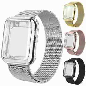 Mesh Band & Screen Protector Case For Apple Watch 2 / 3 / 4 / 5 / 6 / SE / 7 / 8
