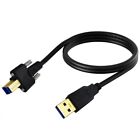USB 3.0 A Male to  B Male Printer Panel Mount Cable M3 Screw 2M - 3ft