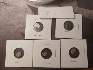 Lot Of 5 Silver Russian Wire Coins ~1300-1700