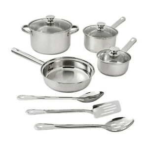 New ListingStainless Steel 10-Piece Cookware Set Nonstick Pots & Pans Home Kitchen Cooking