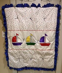 Nautical/Sailboats Baby Boy Crib Set-Quilt/Headboard Piece-Custom Made-Clean