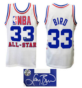 Larry Bird Signed 1985 All Star White M&N NBA Swingman Jersey - SS & BIRD HOLO