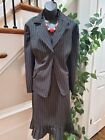 K.C Spencer Women's Black Striped Single Breasted Blazer & Skirt 2 Pc's Suit 18W
