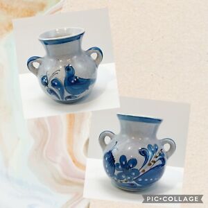 New ListingTonala Mexican Art Pottery 5.75” Hand-Painted Blue Bird Vase Signed Vintage