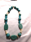Vintage Beaded Necklace Teal Blue