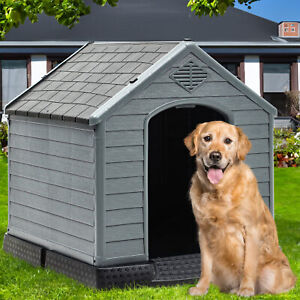 Large Plastic Dog House Outdoor Indoor Doghouse Puppy ShelterSturdy Dog Kennel