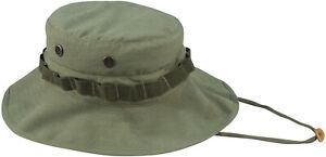 Olive Drab Vintage Vietnam Military Rip-Stop Boonie Hat