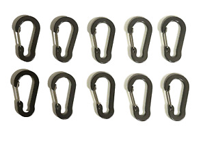 10 Mini Gray Carabiners Camping Spring Clip Hook Keychain Key Ring Hiking Small