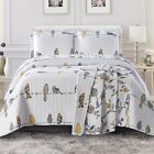 Luxury Modern Ayat Birds Oversized Bedspread Coverlet Set Reversible Bed Quilt