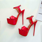 Crossdresser Sandals Peep-Toe Platform Drag Queen Mens Heels Red Stiletto Shoes