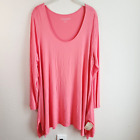 Soft Surroundings Womens 1X Timely Scoop Top Coral Pink Long Sleeve NEW w TAGS