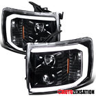Fit 2007-2013 Silverado 1500 2500HD Slick Black LED Bar Projector Headlights