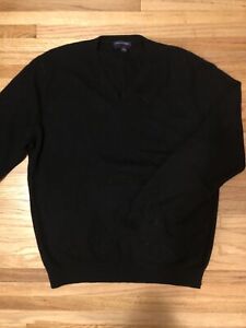 Club Room 100% Cashmere Black V-Neck Sweater Size M