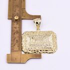 Rectangle Last Supper Textured Nugget Charm Pendant Real Solid 10K Yellow Gold