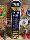 Vintge Mail Pouch Chewing Tobacco Porcelain Thermometer Gas Oil Advertising Sign