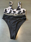 black white SHEIN  two  piece swimsuit bikini size  medium