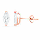 1.0ct Marquise Cut Lab created Diamond 14K Rose Gold Earrings Push back