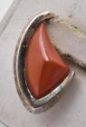Estate Sterling Silver & Deep Red Coral color Stone Ladies Pendant drop 1
